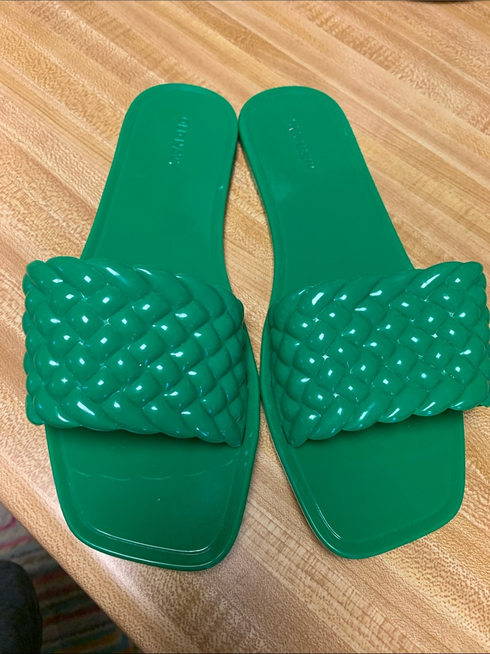 Old Navy Glossy Emerald Green Jelly Slide Sandals